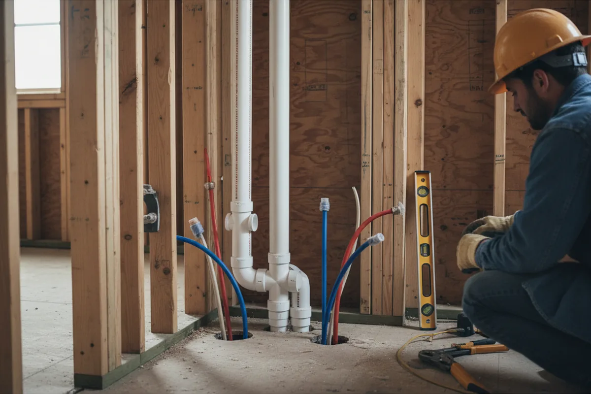 Drain and supply rough-in during Leak Detection in Alcoa