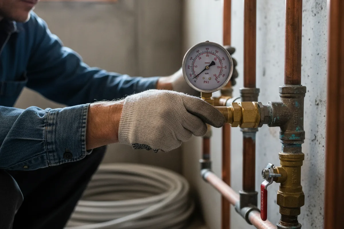 Pressure testing a repaired line during Water Line Repair in Alcoa